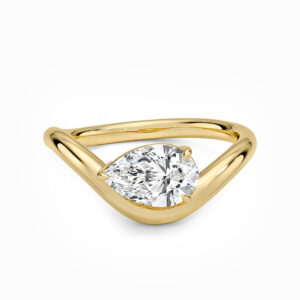 Kıvrımlı Damla Tektaş Yüzük